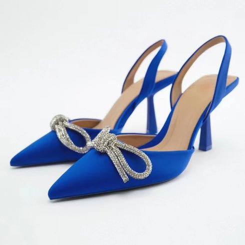 Elegant Bow Knot Pointed Sandals for Women - Fashionable Heeled Pumps for Parties